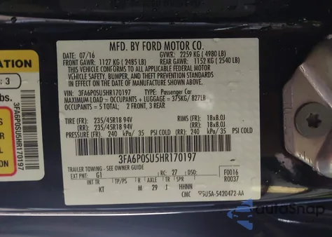 2017 Ford Fusion Energi Titanium from USA, damaged, VIN 3FA6P0SU5HR170197